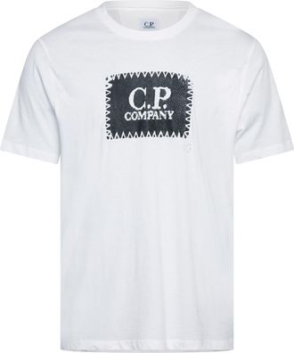 C.P. Company Mens 30/1 Jersey Logo Label T-Shirt in White Cotton - Size X-Large