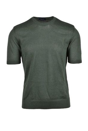 Drumohr Linen Cotton Crew Neck Top - Green