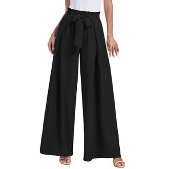 Generic Womens Wrap Around Trousers, Womens Wide Leg Trousers Slit Leg Palazzo Pants for Women Womens Flowy Yoga Pants Ladies Skirt Trousers Casual Lounge Yog