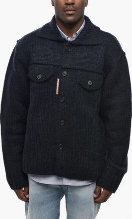 Dsquared2 Pullover Sahariano in Misto Lana con Abbottonatura Frontale Dsquared2