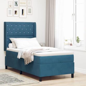 vidaXL Vidaxl - Letto Con Box Springs Led E Materasso Blu 100 X 200 Cm Velluto