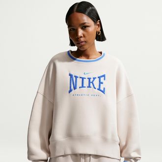 Nike Womens Nike Sportswear Phoenix Fleece Oversized Crew-Neck Sweatshirt in Brown | IR5214-104