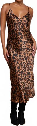 L'agence Seridie Silk Slip Dress In Leopard