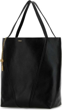 Chlo&eacute; Womens Black Leather Large Spin Shopping Bag Borse A Mano