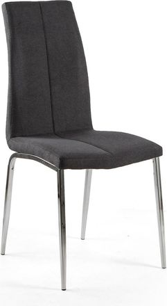 Home Heavenly Pack 4 sillas tapizadas en tela gris y con patas cromadas