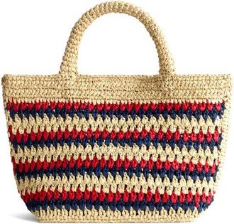 Madewell The Woven Mini Tote in Red Navy Stripe at Nordstrom