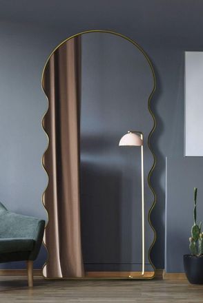 MirrorOutlet New Gold Metal Dome Arch Topped Wall Mirror 71 X 31 (180CM X 80CM) | Size: 1 Pack