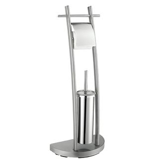 Oresteluchetta Columna wc con portarrollos y escobillero de acero cromado 80x33x18 cm