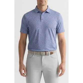 Ben Sherman Desert Island Print Stretch Jersey Golf Polo in Stonewash at Nordstrom, Size Xx-Large