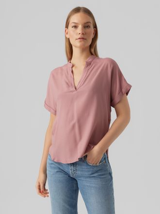 Vero Moda Shirtbluse VERO MODA VMBEAUTY SS TOP GA NOOS, Damen, Gr. XS, nostalgia rose, Web, Obermaterial: 100% Viskose, unifarben, normal, V-Ausschnitt, Blusen 