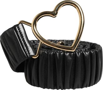 Dolce & Gabbana Womens Black Leather Gold Heart Metal Buckle Belt Calf