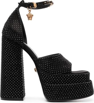Versace Medusa Aevitas platform sandals - women - Calf Leather/Fabric/Patent Calf Leather - 38.5 - Black
