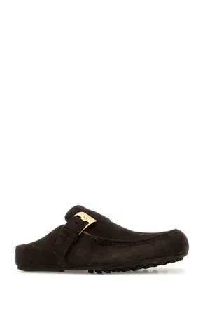 Tod's Womens Dark Brown Suede Slippers Palissan Flat Shoes