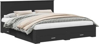 vidaXL Bed Frame Black and Silver 200 x 200 cm Engineered Wood vidaXL