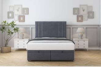 Comfort Beds The Foxy Plush Ottoman Bed Base-54 Floor Standing Headboard in Dark Grey | Size: Super King
