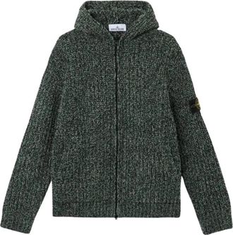 Stone Island Gilet Maille - Heren - Vesten met rits - Groen - S - Katoen - Hoodies & sweatvesten