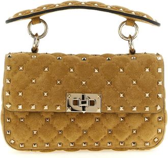 Valentino Garavani Borsa a Spalla Borchiata in Pelle Scamosciata - - Bags - Donna - Beige - ONE SIZE