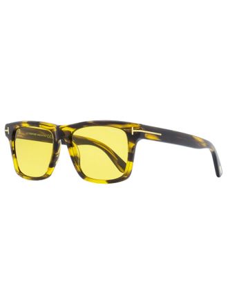 Tom Ford Mens Rectangular Sunglasses TF906 Buckley-02 55E Striated Brown/Amber 56mm