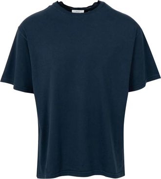 Mauro Grifoni T-shirt met rafelrand - Heren - T-shirts - Blauw - XL - Katoen - Tops