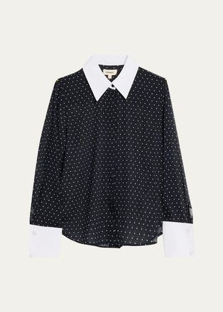 L'agence Sona Polka-Dot Chiffon Blouse