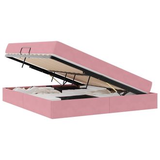 vidaXL Letto Con Contenitore E Materasso Rosa 180 X 200 Cm Velluto Vidaxl