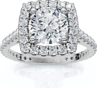 Pompeii3 1 1/3Ct Round Halo Diamond Engagement Ring 14k Gold Lab Grown