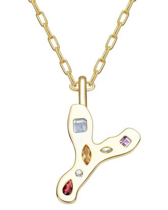 Genevive 14K Plated Cz Alphabetical Necklace