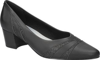 Easy Street Lizbeth Block Heel Pump in Black Satin-Glitter at Nordstrom, Size 7.5