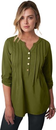 Jessica London Stretch Pleated Tunic in Moss Green at Nordstrom, Size Medium