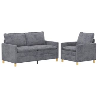 vidaXL Juego De Sof&aacute; 2 Uds. Gris Claro Poli&eacute;ster Vidaxl