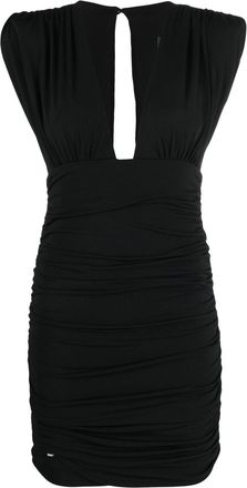 Philipp Plein Wrinkles ruffle-detail mini dress - women - Elastane/Polyester - M - Black