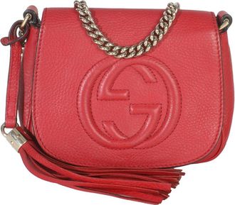 Gucci Red Leather Interlocking G Small Soho Flap Bag (Authentic Pre-Loved)