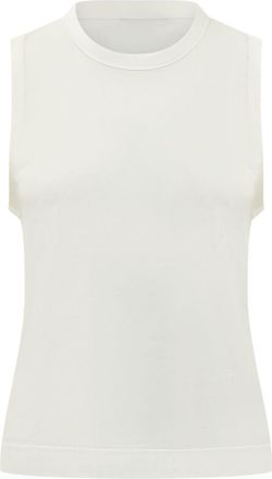 Ami White Solid Crew Neck Top