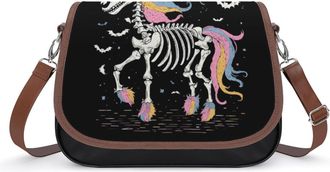 Generic Unicorns Skeleton Rainbow Womens Crossbody Bag Fashion Shoulder Handbags Message Tote Bag with Adjustable Strap