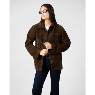 WeWoreWhat Premium Suede Button Front Jacket in Chocolate Brown at Nordstrom, Size Xx-Small