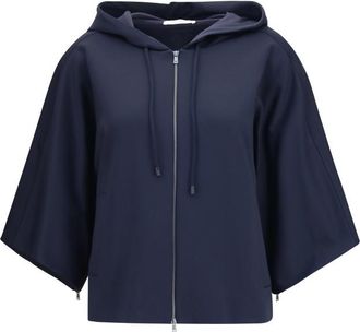 Max Mara Blue Solid Hood Sweatshirt