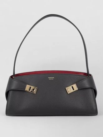 Ferragamo gancini leather clutch bag
