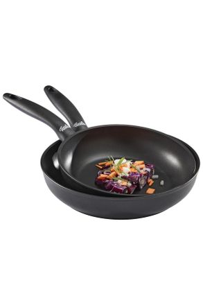 FISSLER Pfannenset, Schwarz, Metall, 2-teilig, antihaftbeschichtet, Kochgeschirr, Pfannen, Pfannensets