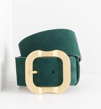 Talbots Carved Buckle Suede Belt - Hunter - Medium Talbots