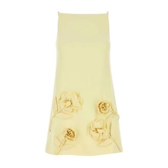 Self Portrait Pastel Yellow Crepe Mini Dress - female - Self Portrait - Short Dresses - Yellow - 2XS - Dresses