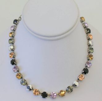 Mariana Womens Tennis Style Crystal Necklace In Jet Black