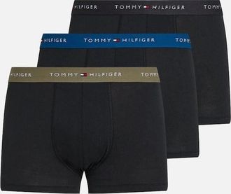 Tommy Hilfiger Mens Tommy Hilfiger 3-Pack Signature Cotton Boxer Trunks, Blue/Black/Utility Olive - Size: 32/30/31