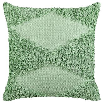 Beliani Coj&iacute;n De Algod&oacute;n Verde Claro 45 X 45 Cm Patr&oacute;n Geom&eacute;trico Accesorio Boho Rhoeo
