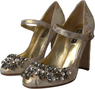 Dolce & Gabbana Gouden Jacquard Mary Janes Pumps Schoenen - Dames - Pumps - Geel - 36 EU - Leer - Schoenen