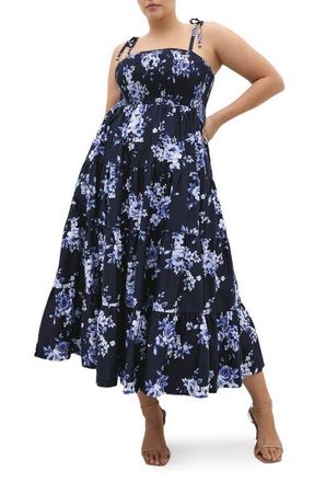 City Chic Marli Floral Print A-Line Dress in Amalfi Floral at Nordstrom, Size Xxxs