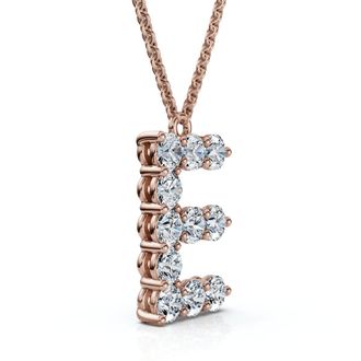 Pompeii3 1Ct Diamond Initial E Pendant 14k Gold 18 Necklace Lab Grown 5/8 Tall