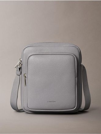 Calvin Klein Mens Micro Pebble Reporter Bag - Grey
