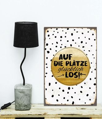 Queence Metallbild »Glücklich los« 1 Stk. tlg. Stahlschilder