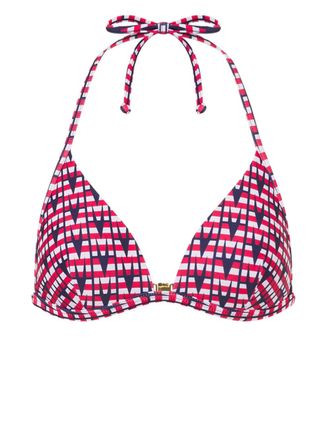 Moschino logo-print bikini top - women - Elastane/Polyester - 5 - Blue