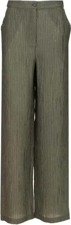 Emporio Armani Textured Lurex Taffeta Broek - Dames - Wijde Broeken - Groen - XS - Broeken
